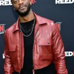 Aldis Hodge Cross Red Leather Jacket
