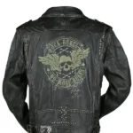Black Leather Biker Jacket Back