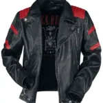 Black Red Leather Biker Jacket