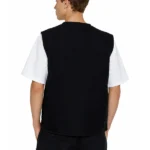 Canvas Zip Up Vest in Washed Black Back