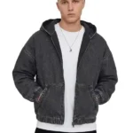 Cult Customs Hooded Oversized Jacket in Washed Black