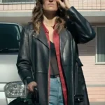 D’Arcy Carden Sunny Nights Black Leather Coat