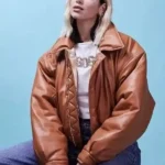 Dua Lipa Oversized Leather Jacket