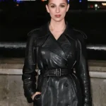 Fashion Week Marisa Abela Leather Coat