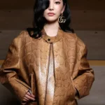 Fashion Week Ningning Snakeskin Leather Jacket