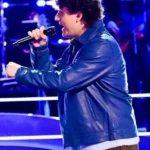 Lucas West The Voice S29 Blue Leather Jacket