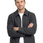 Melton Zip Through Jacket in Charcoal