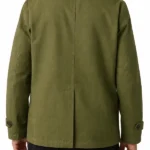 Mens Milford Olive Green Cotton Peacoat Back