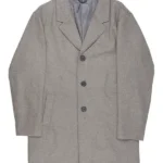 Mens Wool Blend Grey Overcoat