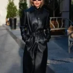 NYC Emilia Clarke Black Leather Coat