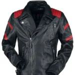 Red Black Leather Biker Jacket