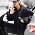 Tate McRae NYC 2026 Black Bomber Jacket