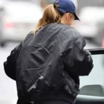 Tate McRae NYC 2026 Black Bomber Jacket Back