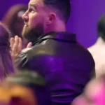 Travis Kelce iHeartRadio Music Awards Leather Jacket Back
