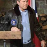 George Bush Bomber Brown Leather Jacket