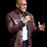 Jumanji Open World Photocall Dwayne Johnson Leather Jacket