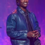 Lucky Daye Super Bowl Soulful Celebration Blue Leather Jacket