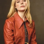 Margo’s Got Money Troubles Event Elle Fanning Orange LEather Jacket