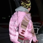 Timothee Chalamet NYC Pink Puffer Jacket Back