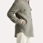 Womens Olive Green Oversized Wool Shirt