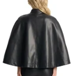 Dakota Faux Leather Cape Jacket - Black