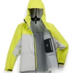 Men's Arcteryx Grey And Lime Green Alpha Hooded Jacket