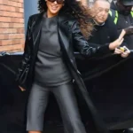 NYC Eiza Gonzalez Black Leather Coat
