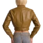 New Rules Cropped Faux Leather Cargo Jacket Back