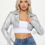 Pop It Crop It Faux Leather Jacket