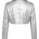 Pop It Crop It Faux Leather Jacket Silver Back