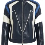 Sasha Faux Leather Moto Jacket - Royal combo